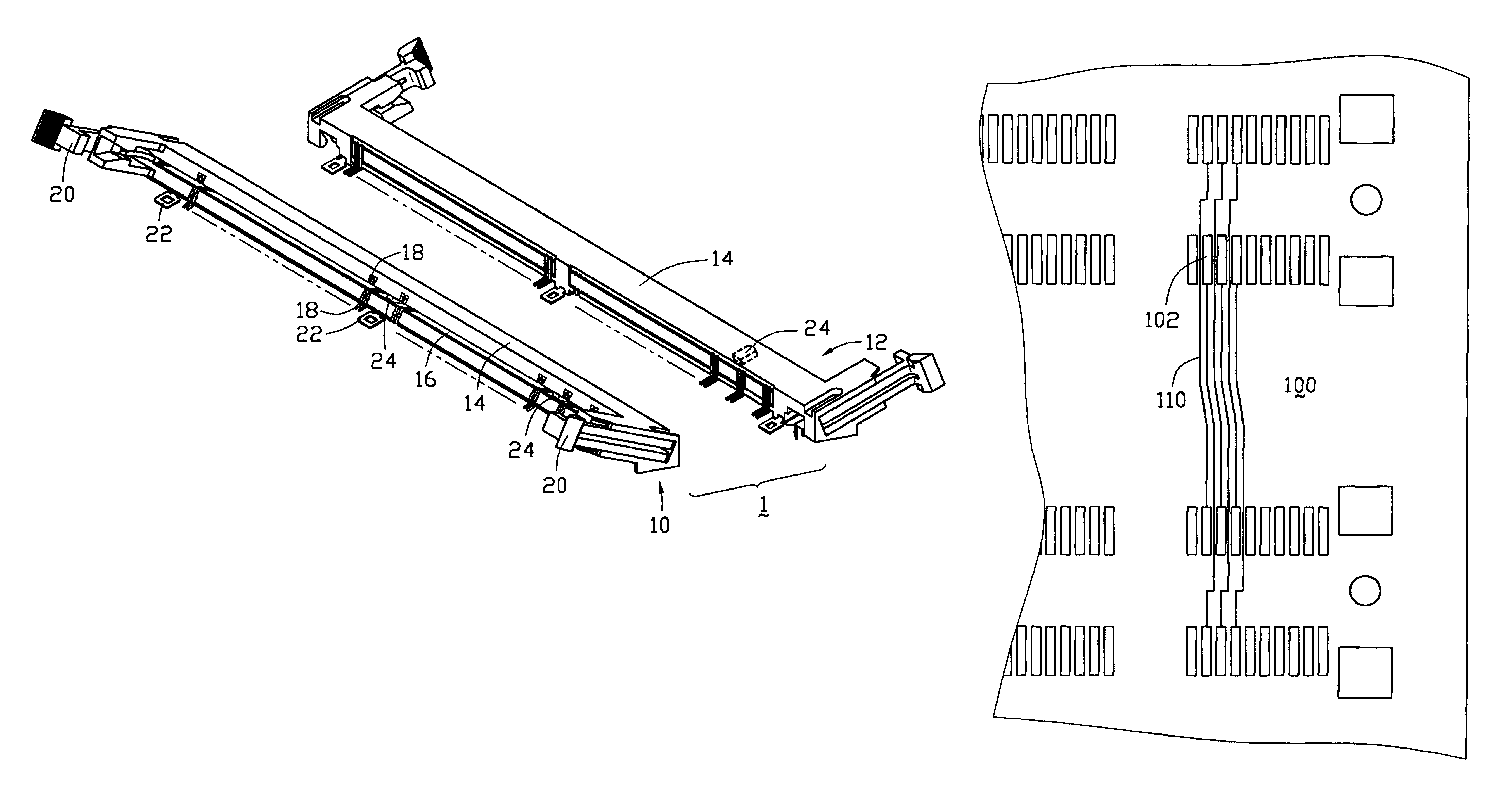 Card edge connector assembly with ejectors for linear installation/ejection and the associated printed circuit board for use therewith