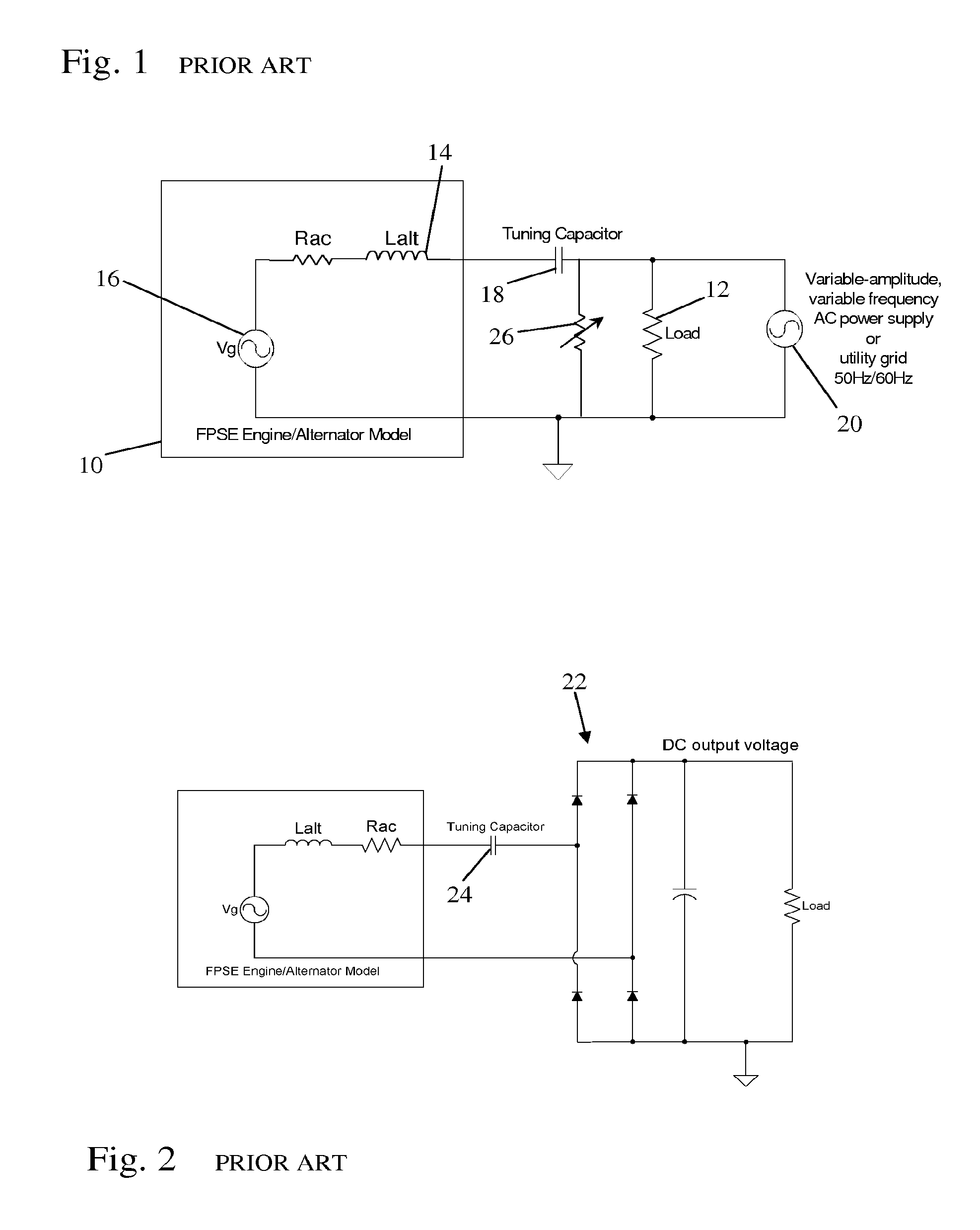 Controller computing a virtual tuning capacitor for controlling a free-piston stirling engine driving a linear alternator