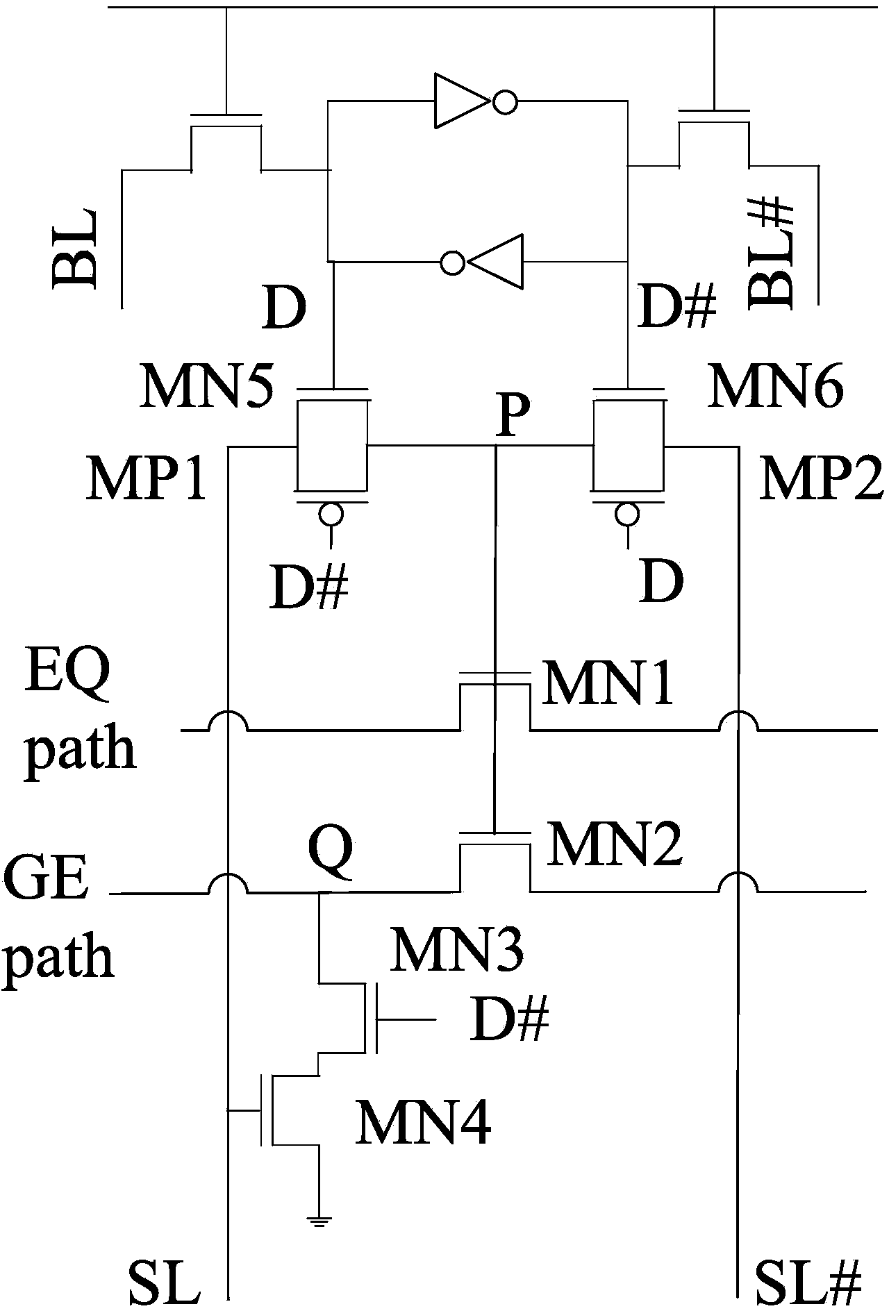 Range matching CAM (Content Addressable Memory) unit circuit and RCAM (Range Content Addressable Memory) composed of range matching CAM unit circuit