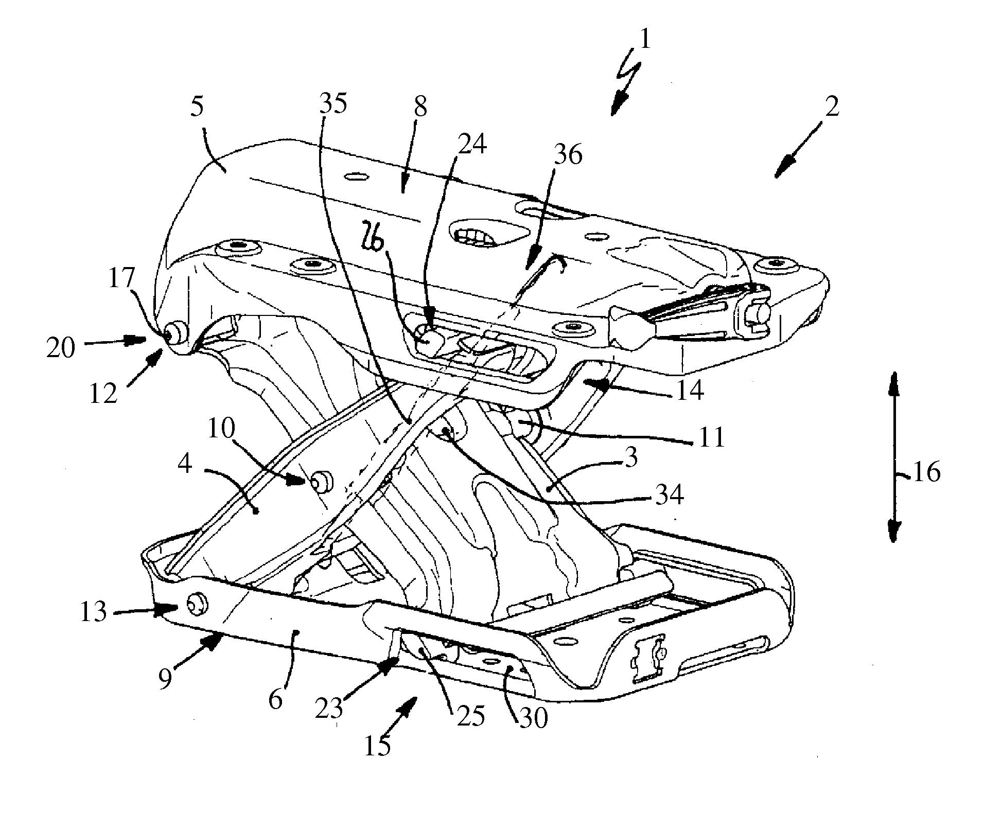 Scissors-type frame for a vehicle seat and method for producing a substructure of a vehicle seat