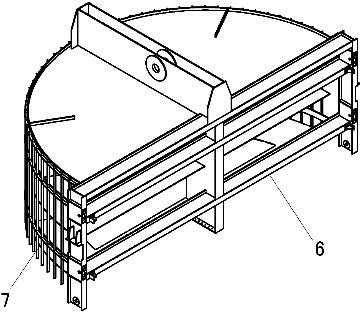 Semicircular planar rolling type trash rack