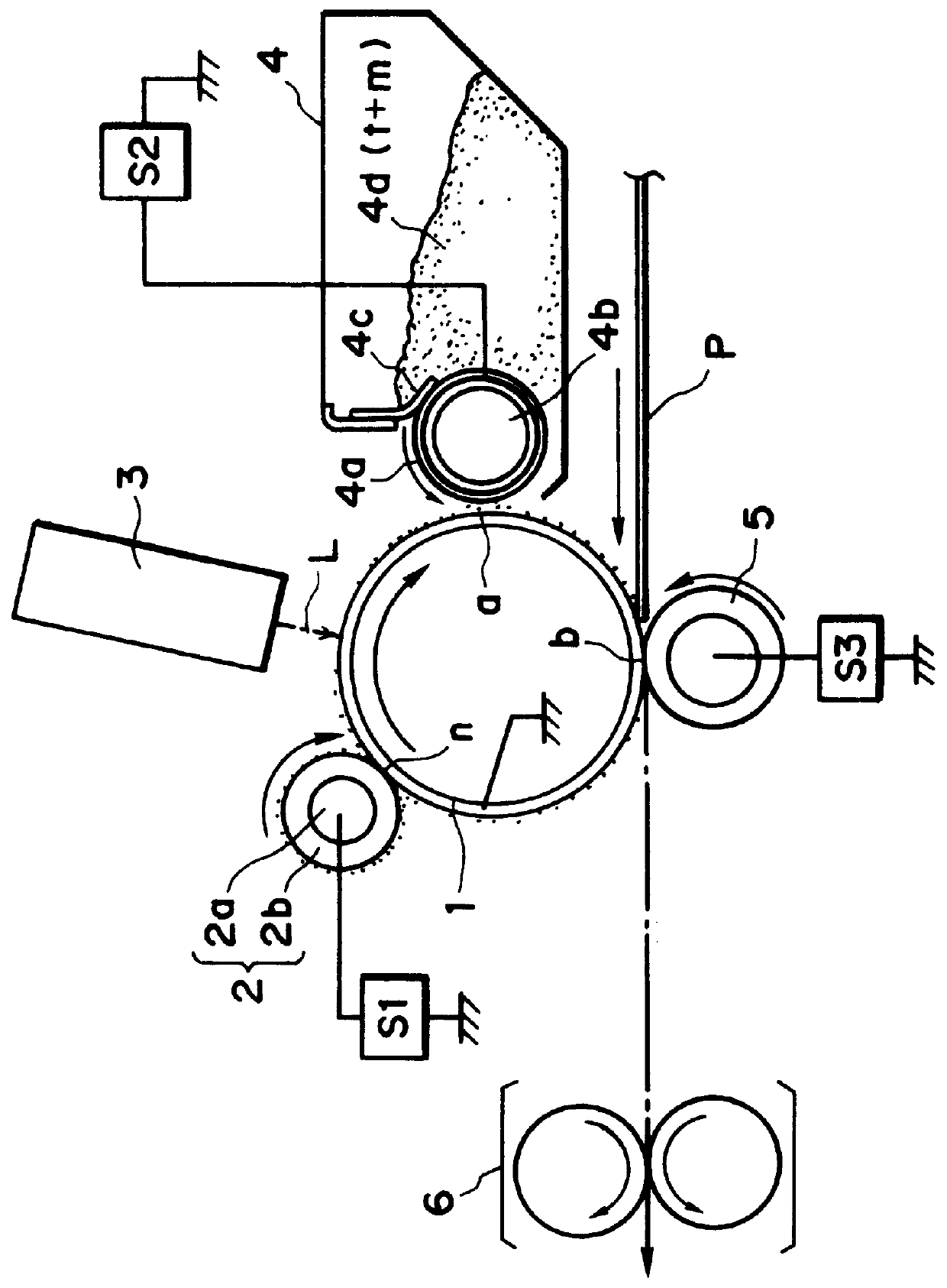Image forming apparatus having a charging member applying an electric charge through electrically conductive or electroconductive particles to the surface of a photosensitive or image bearing member