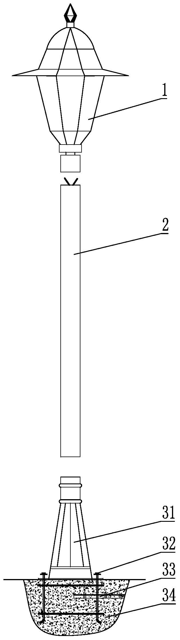 Street lamp structure with built-in antenna