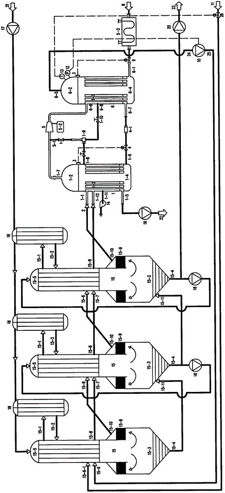 Total heat recovery independent drive multi-effect distillation process utilizing condensed steam source heat pump