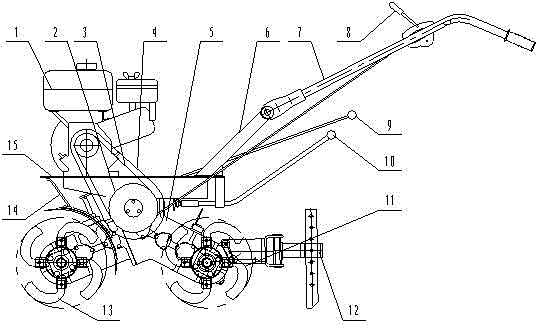 Micro tillage machine with double rotary tiller shaft and speed control lever