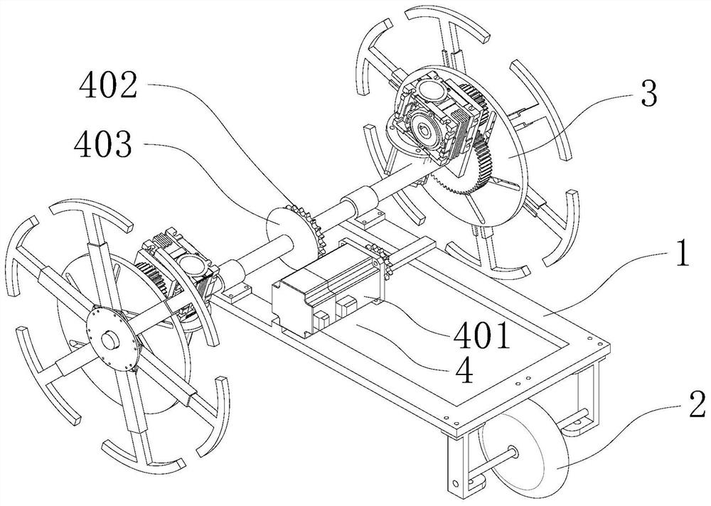 Self-leveling chassis, agricultural vehicle and leveling method