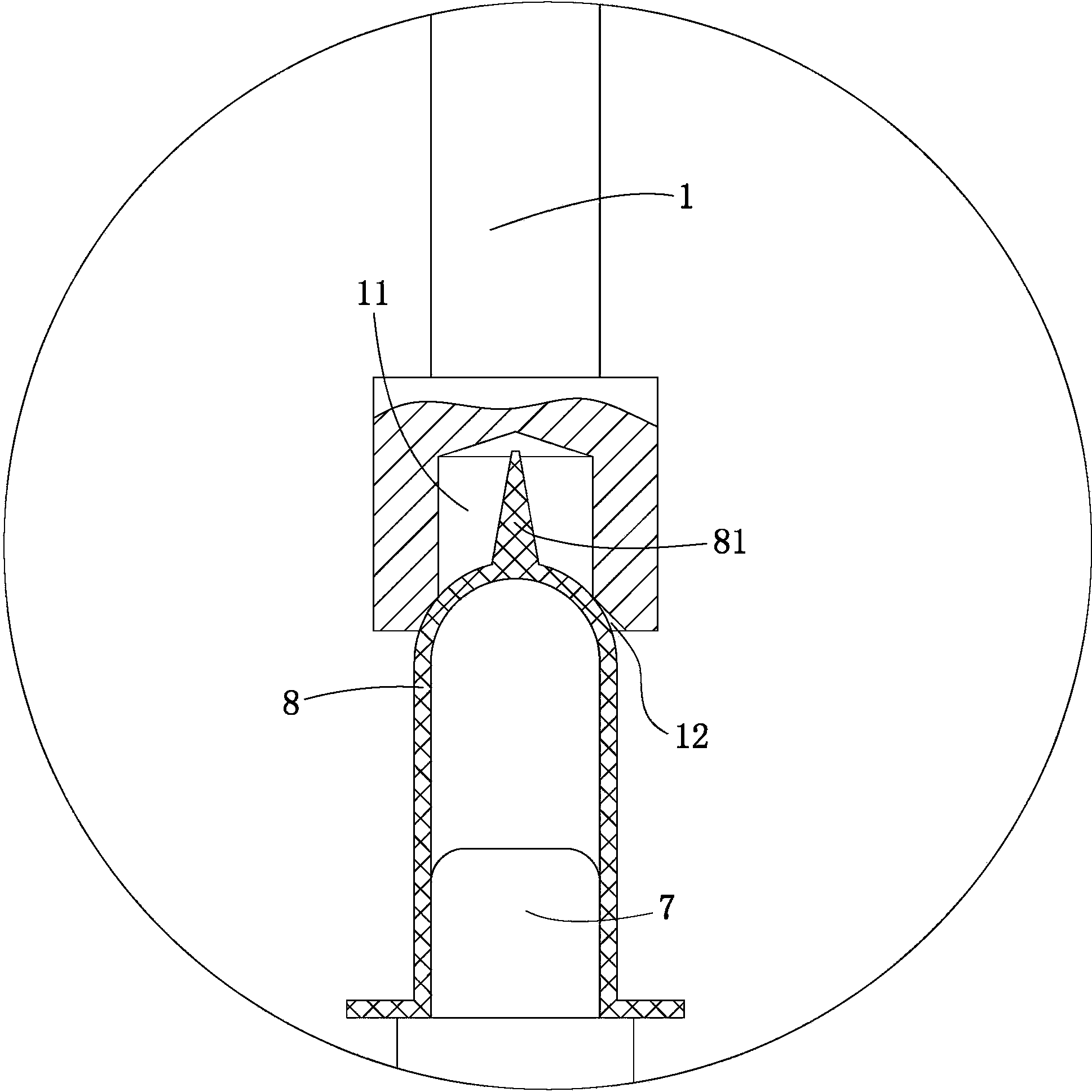 Embryo pressing rod suitable for bottle embryo pressing device of bottle-making machine