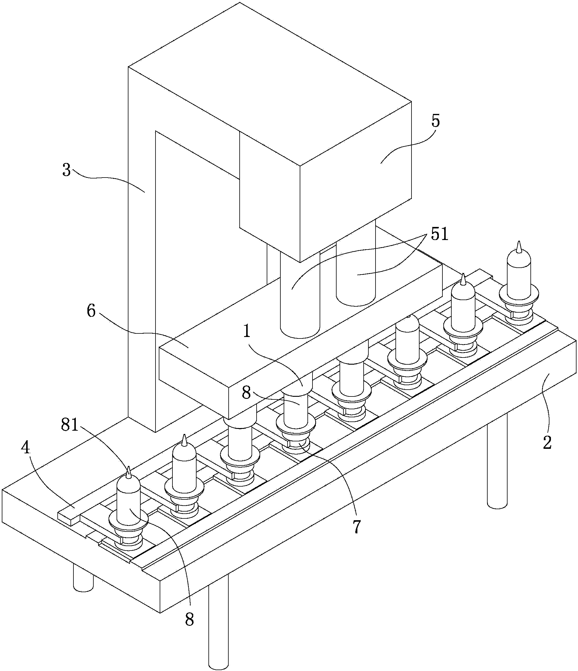 Embryo pressing rod suitable for bottle embryo pressing device of bottle-making machine