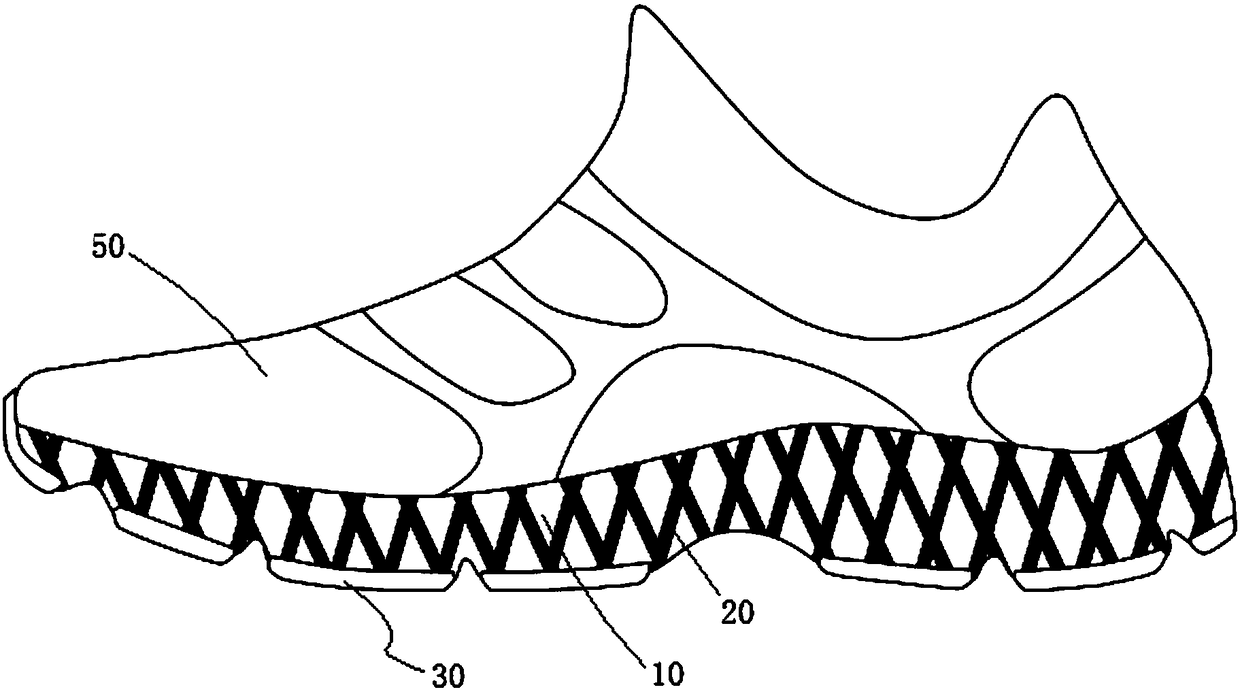 Reclaimed-material sole and production method of integrally-formed sole
