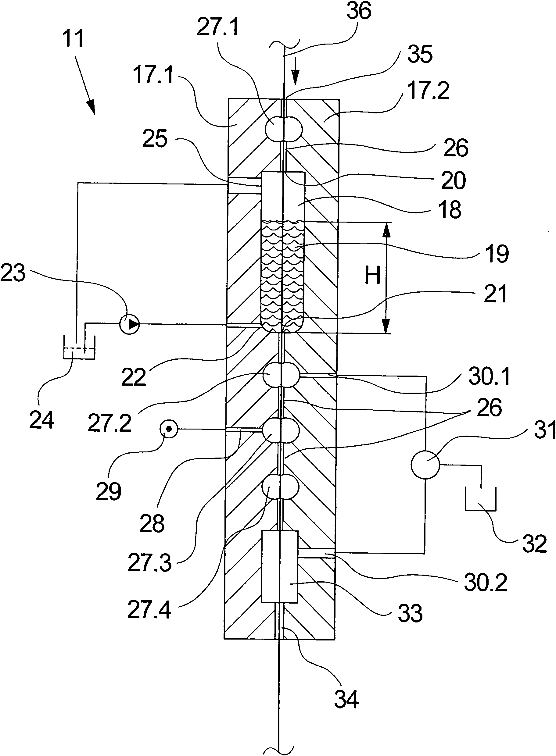 Method and device for melt spinning, treating and coiling synthetic filament