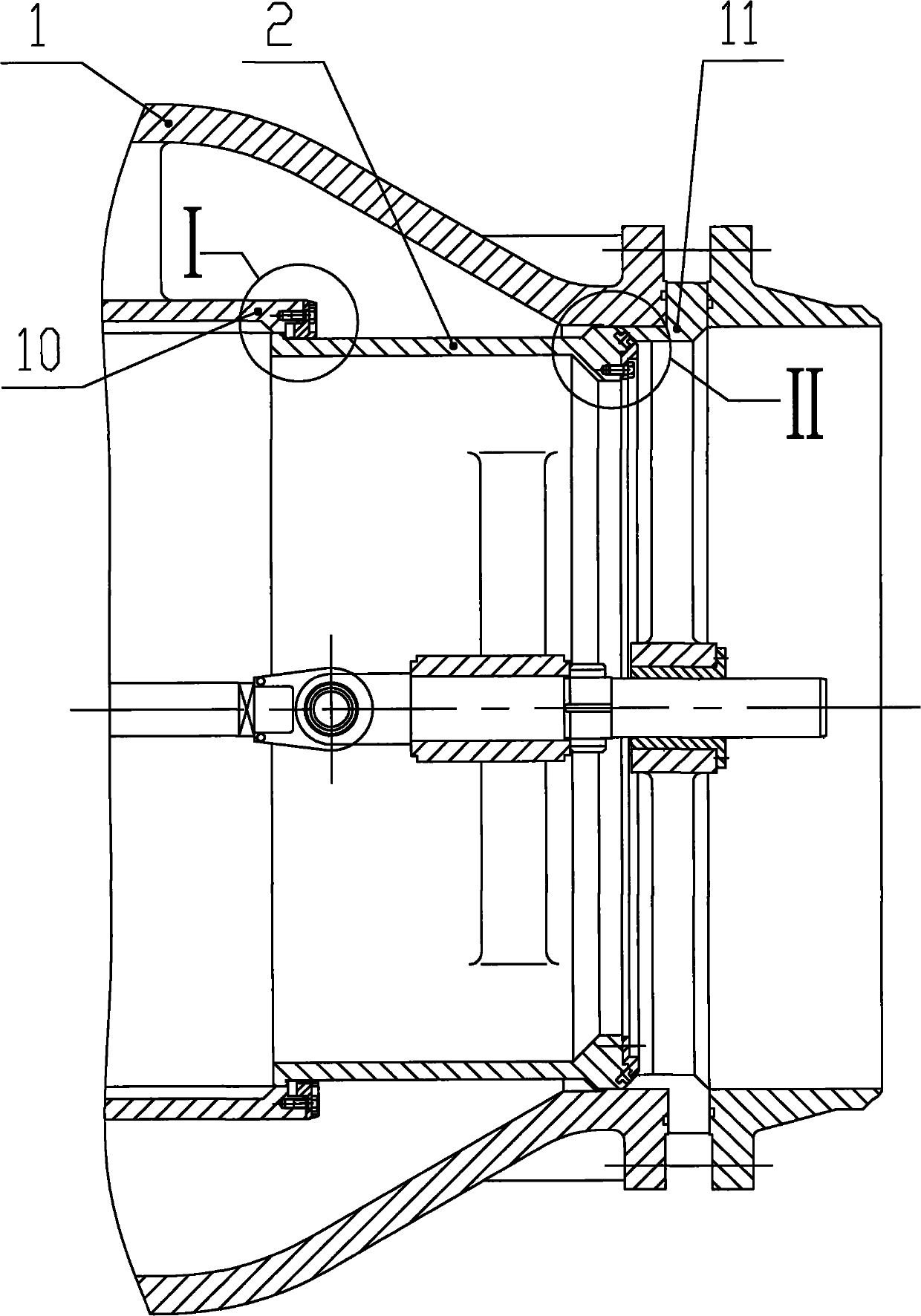 Double-sealing structure of piston type axial flow valve