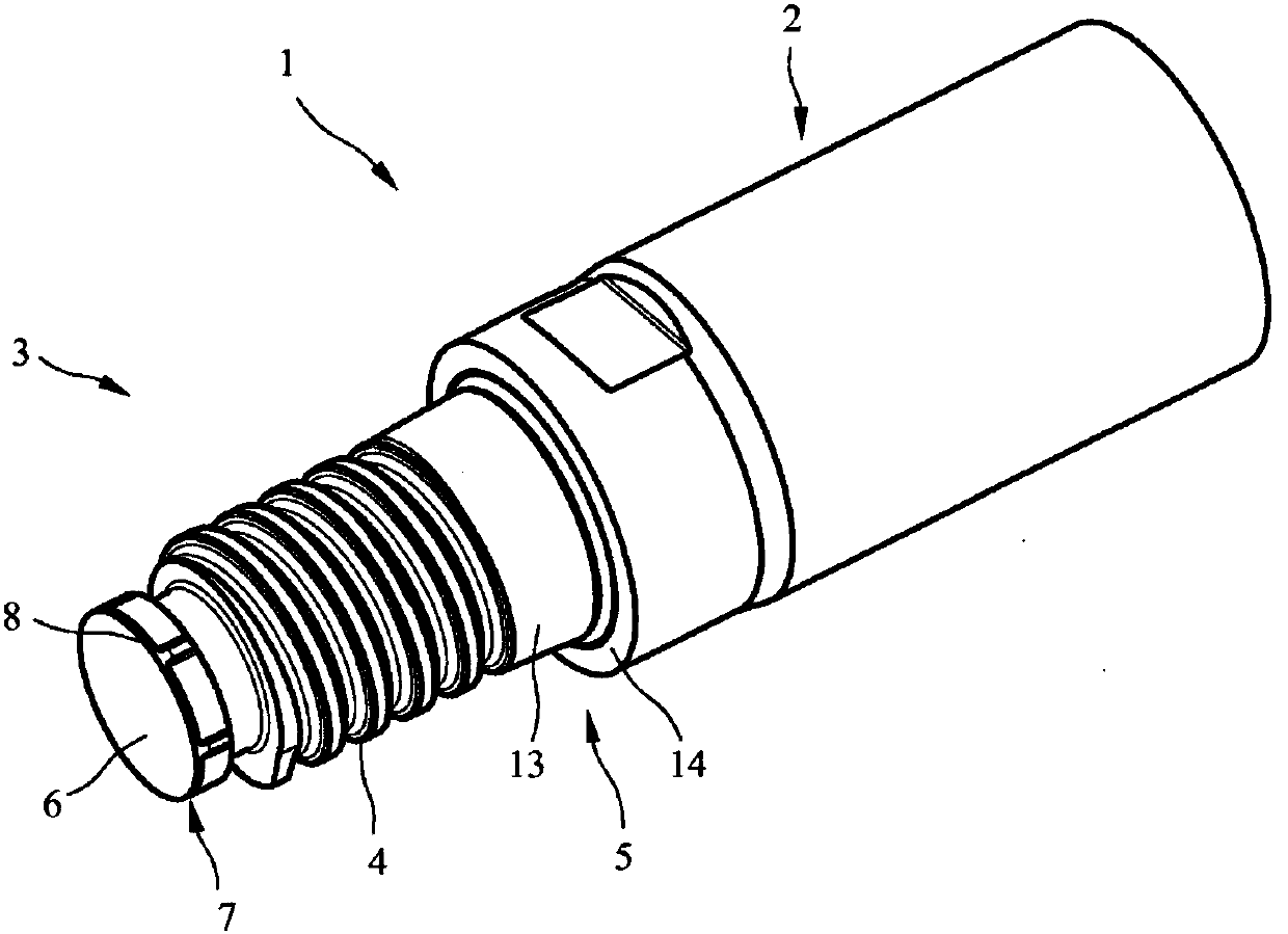 Screwing tool and tool holder comprising a subdivided support section