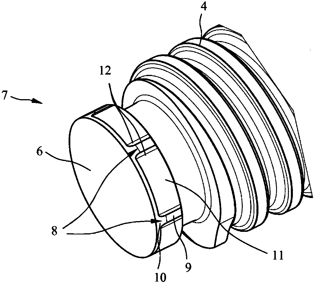 Screwing tool and tool holder comprising a subdivided support section