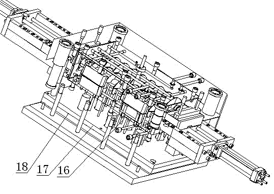 Injection mold of staggered spiral line type hollow propelling pipe