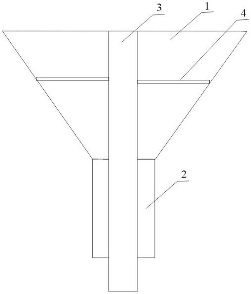 Feeding hopper for filling magnesium oxide powder and magnesium oxide filling method for insulated fireproof cable