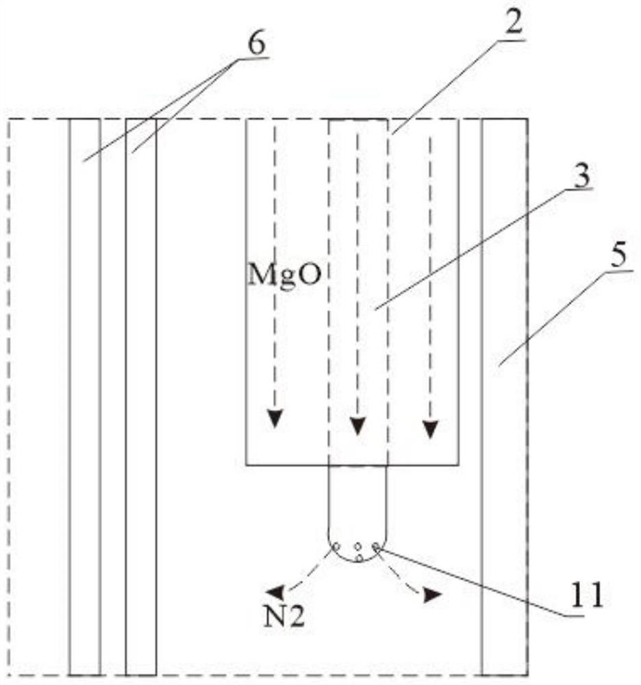 Feeding hopper for filling magnesium oxide powder and magnesium oxide filling method for insulated fireproof cable