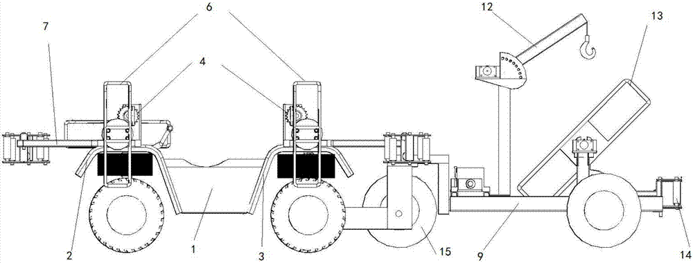 Rapid winding-unwinding device for water supply pipeline for fracturing for mountain land