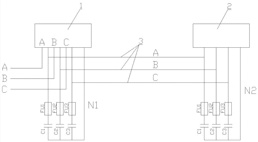 Carrier signal transmission device of three-phase four-wire intelligent meter without null line