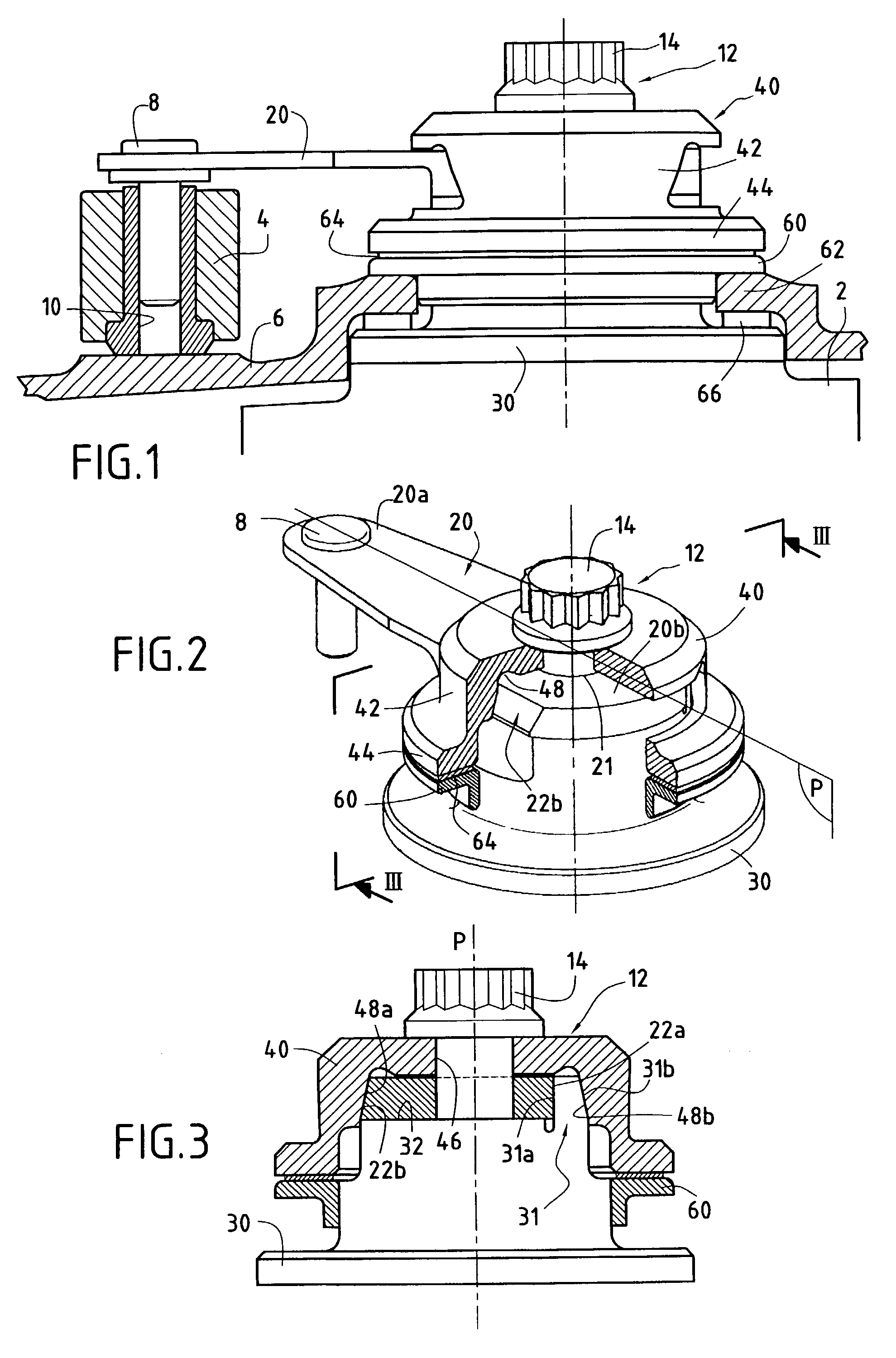 Device for controlling a variable-angle vane via a pinch connection