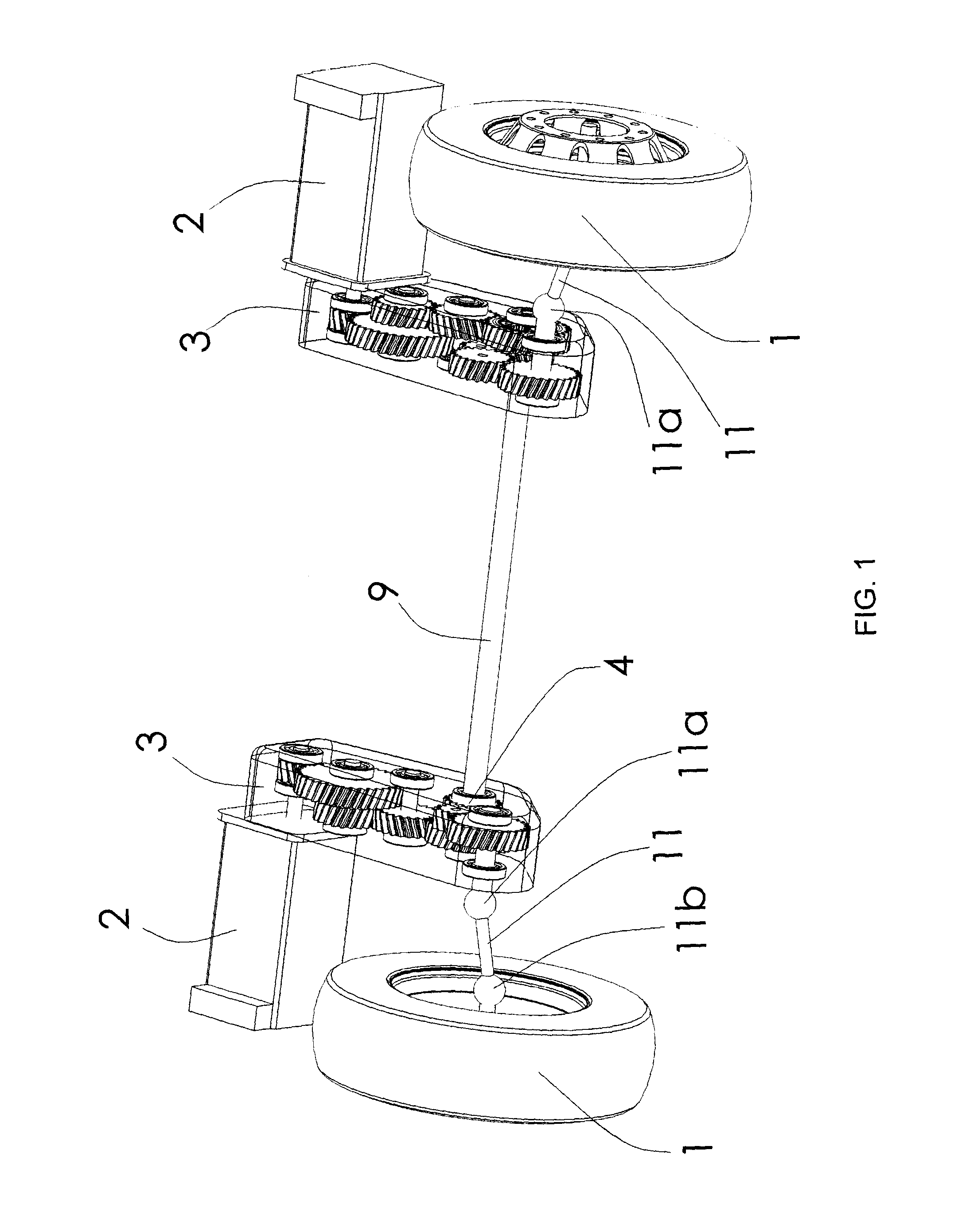 System for driving the drive wheels of an electric or hybrid vehicle
