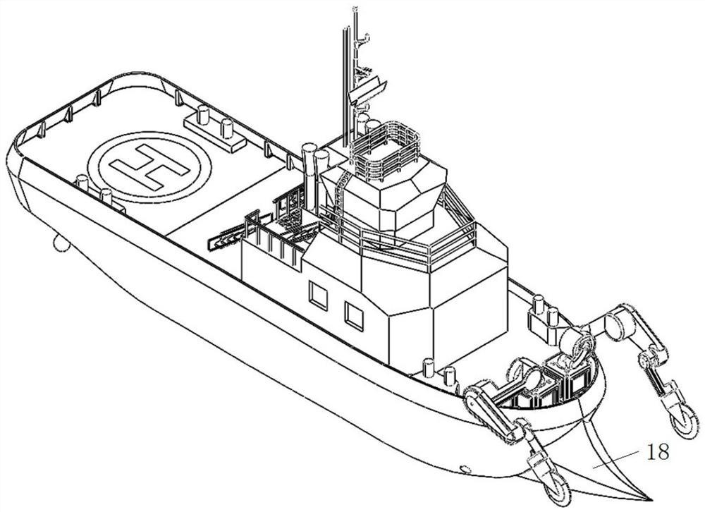 Polar region icebreaking guide ship based on five-point bending principle