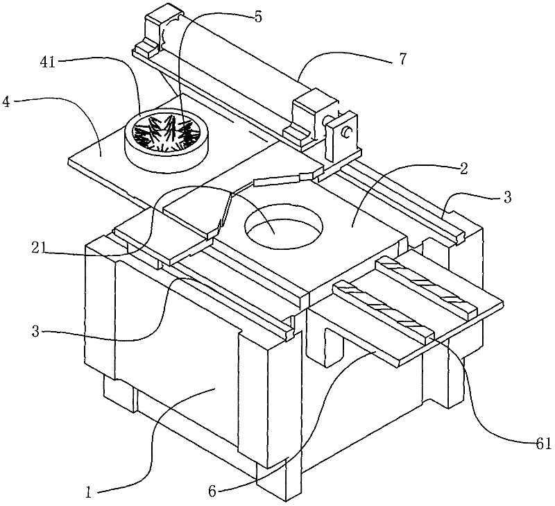 Workbench structure of a vertical inner broaching machine