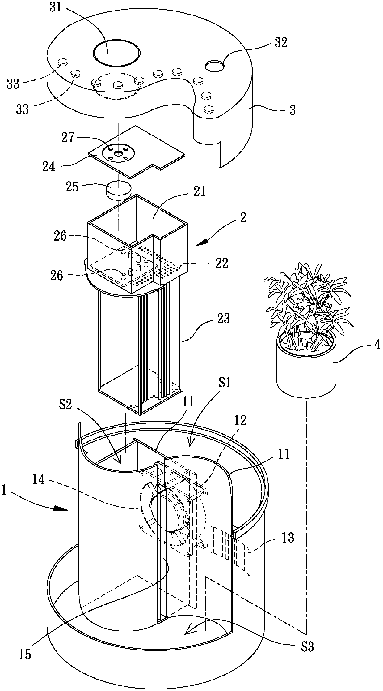 Double-filter type air purifying device