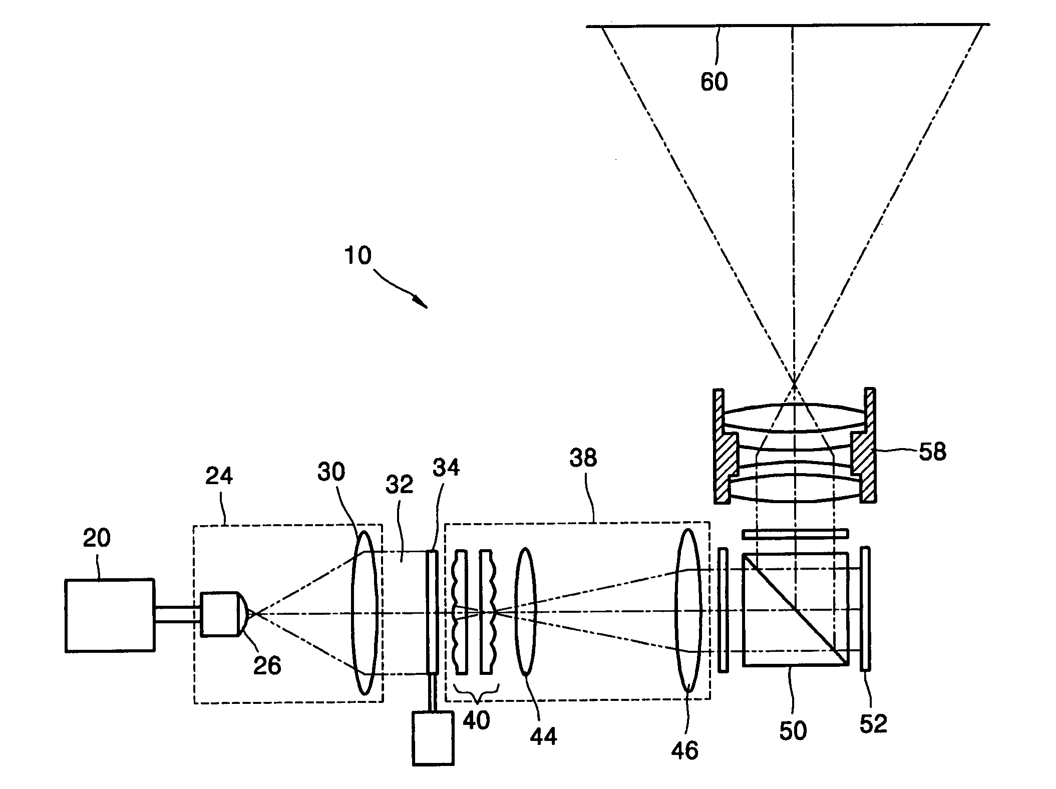 Illumination system eliminating laser speckle and projection TV employing the same