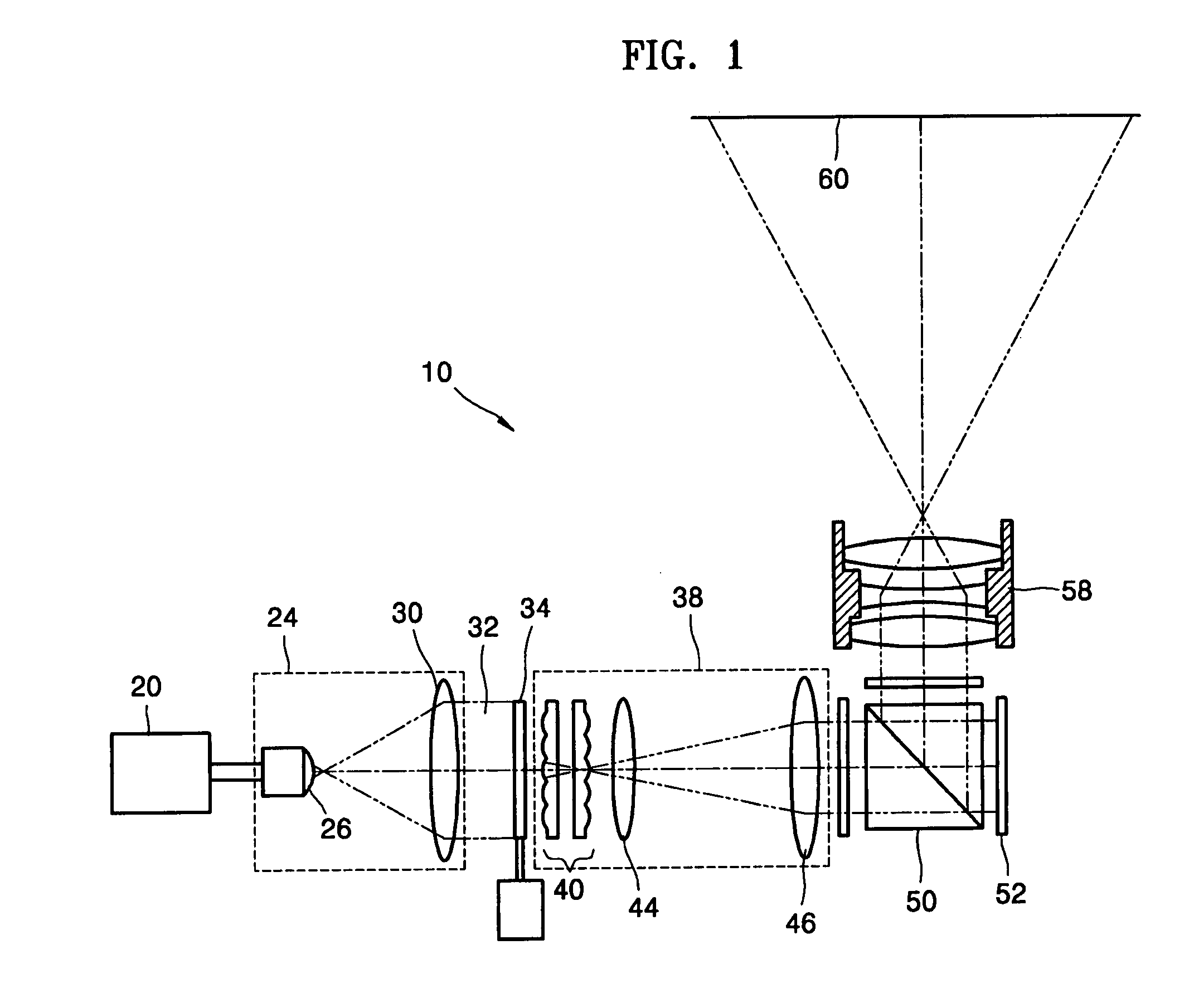 Illumination system eliminating laser speckle and projection TV employing the same