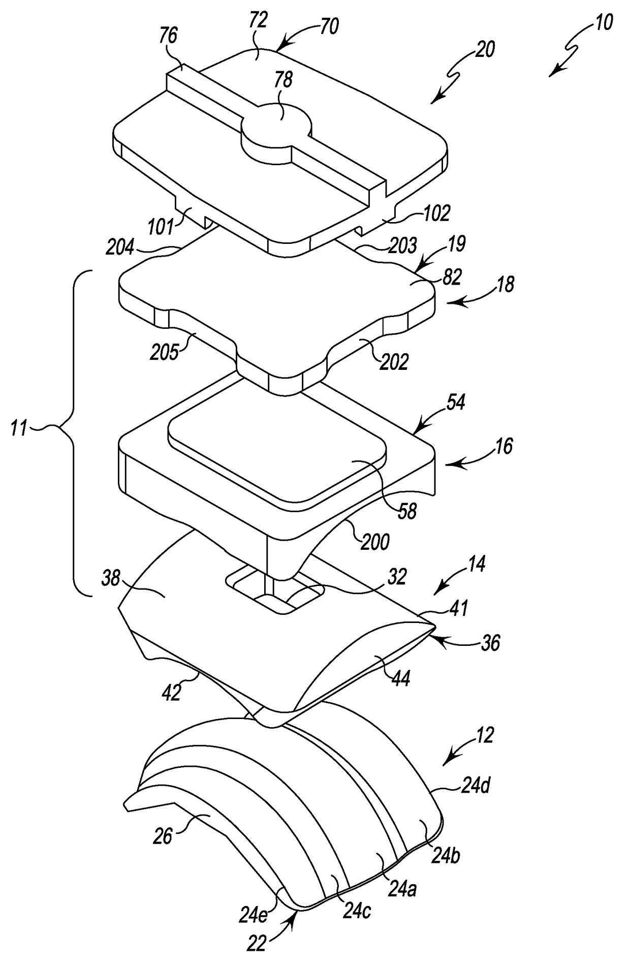 Ankle joint replacement implant with bearing interchangeability