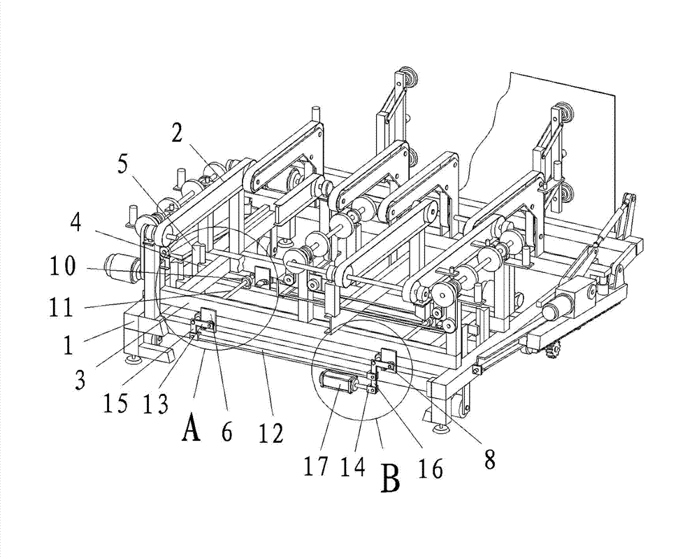 Lifting device of glass loading and unloading machine roller carrier