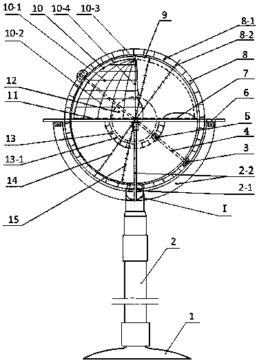 Celestial sphere instrument with horizontal height and azimuth angle adjusting mechanism