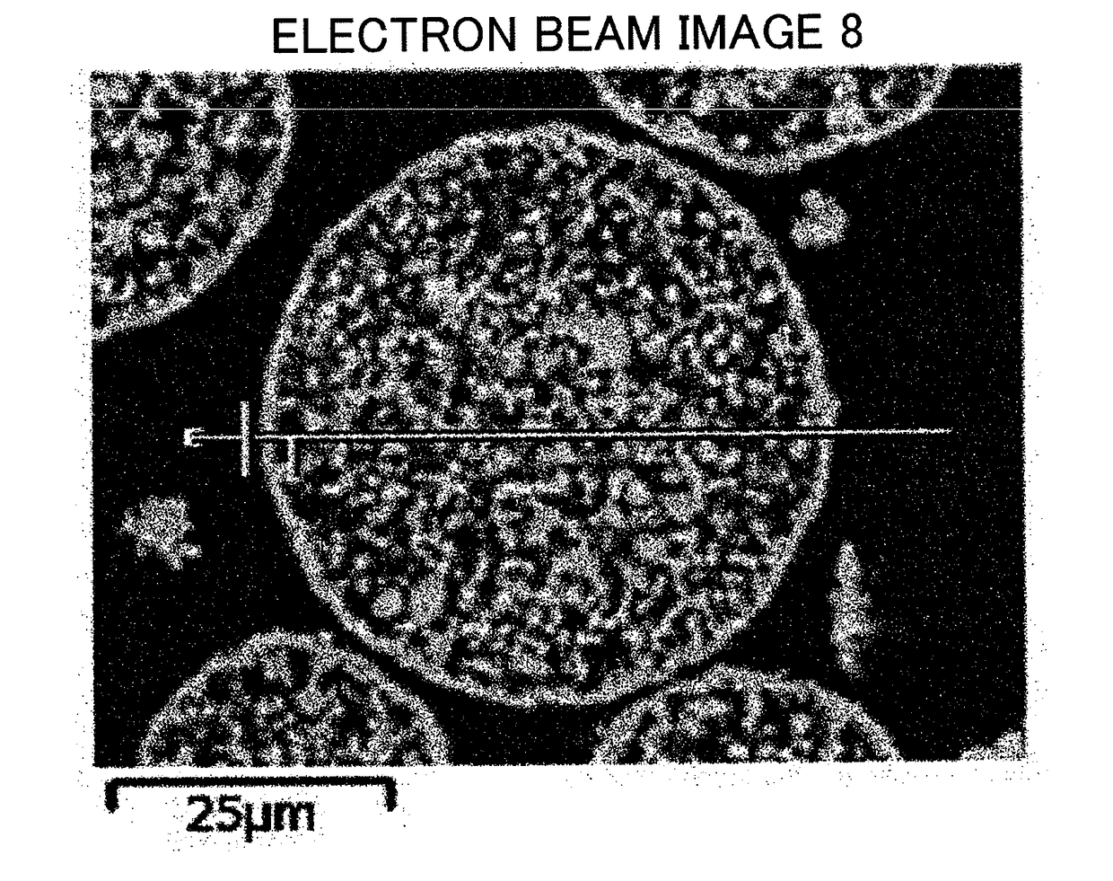 Ferrite particles having outer shell structure used for filtering medium