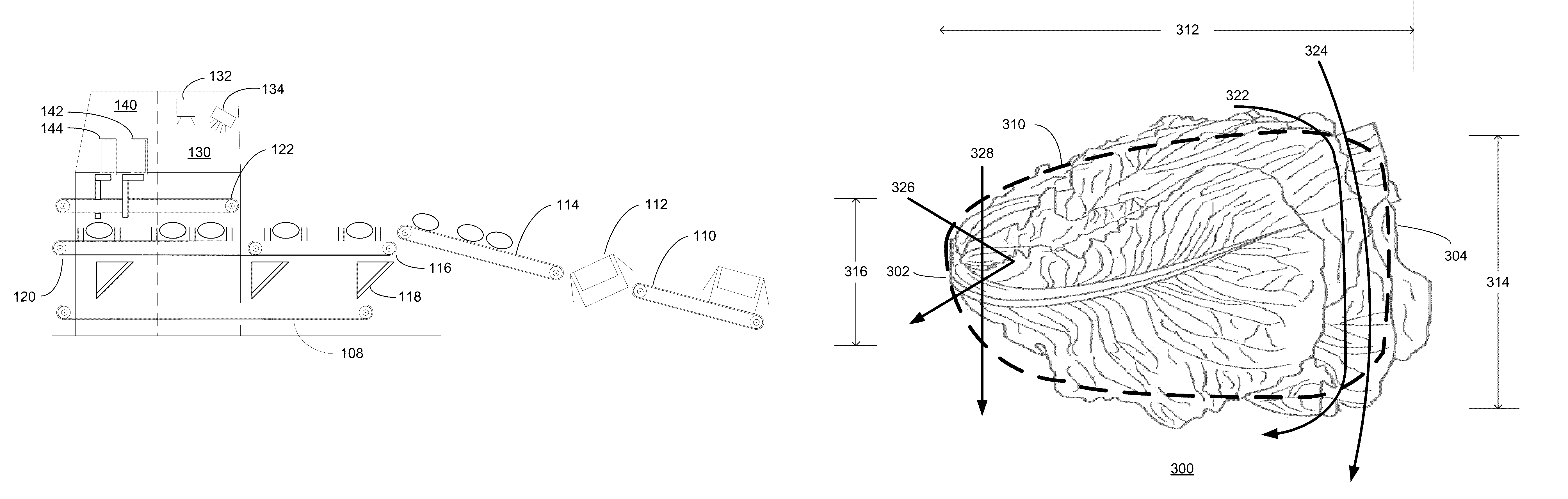 System for topping and tailing lettuce heads using a camera-guided servo-controlled water knife