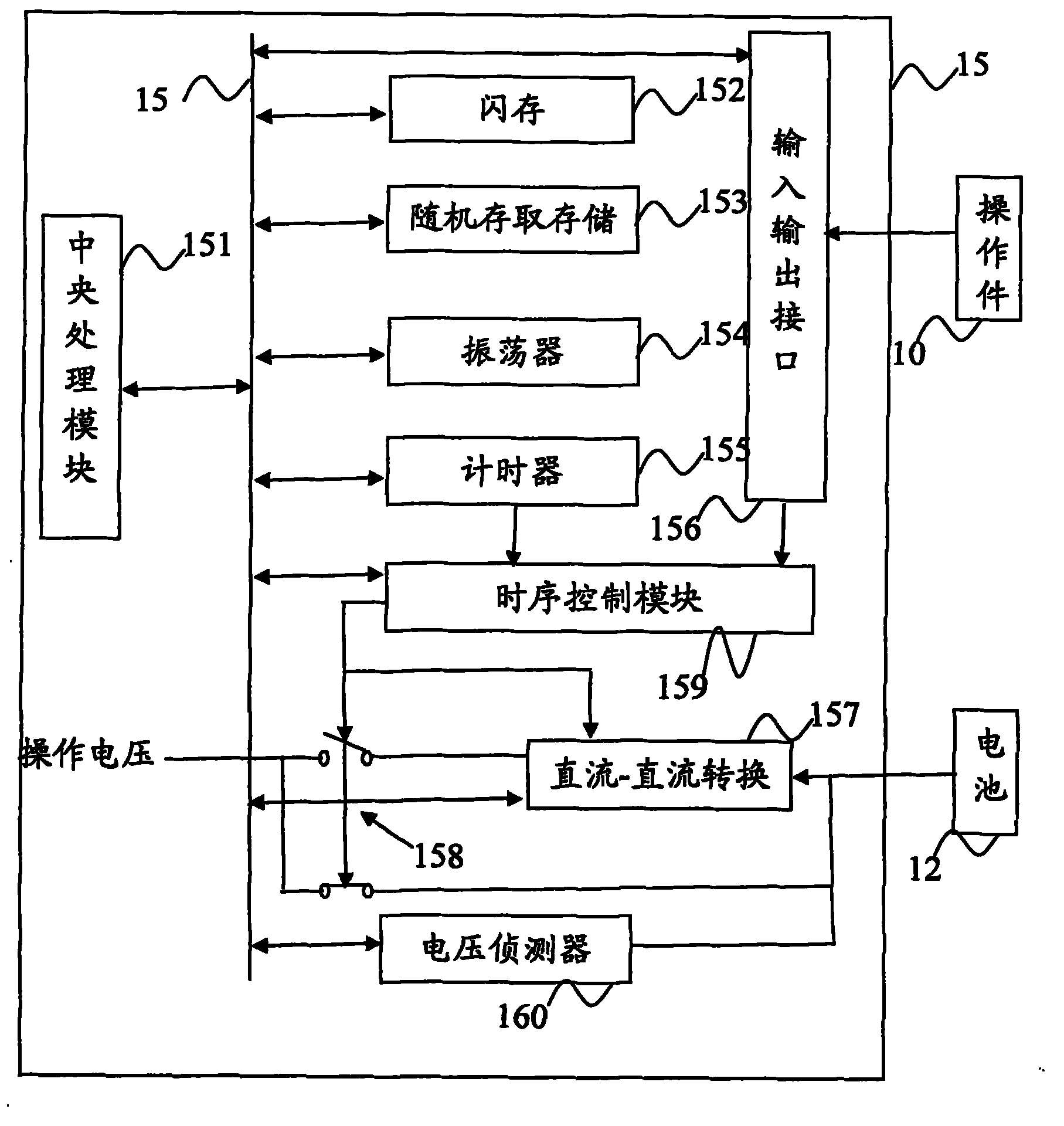 Micro-control processing chip of built-in voltage converter and wireless mouse using same