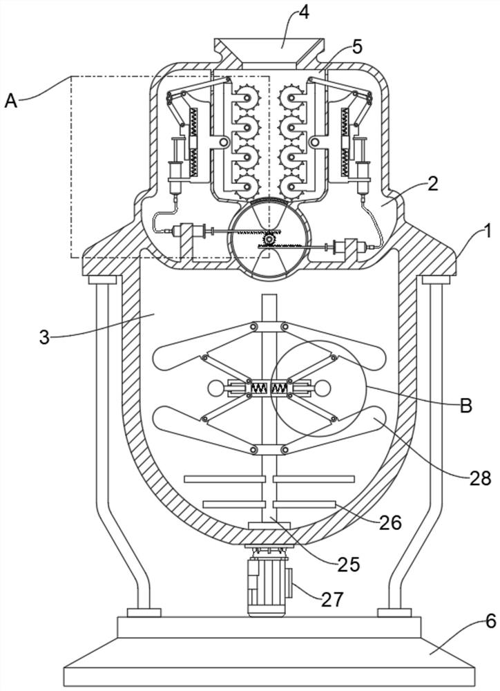 Chemical reaction tank with material crushing mechanism