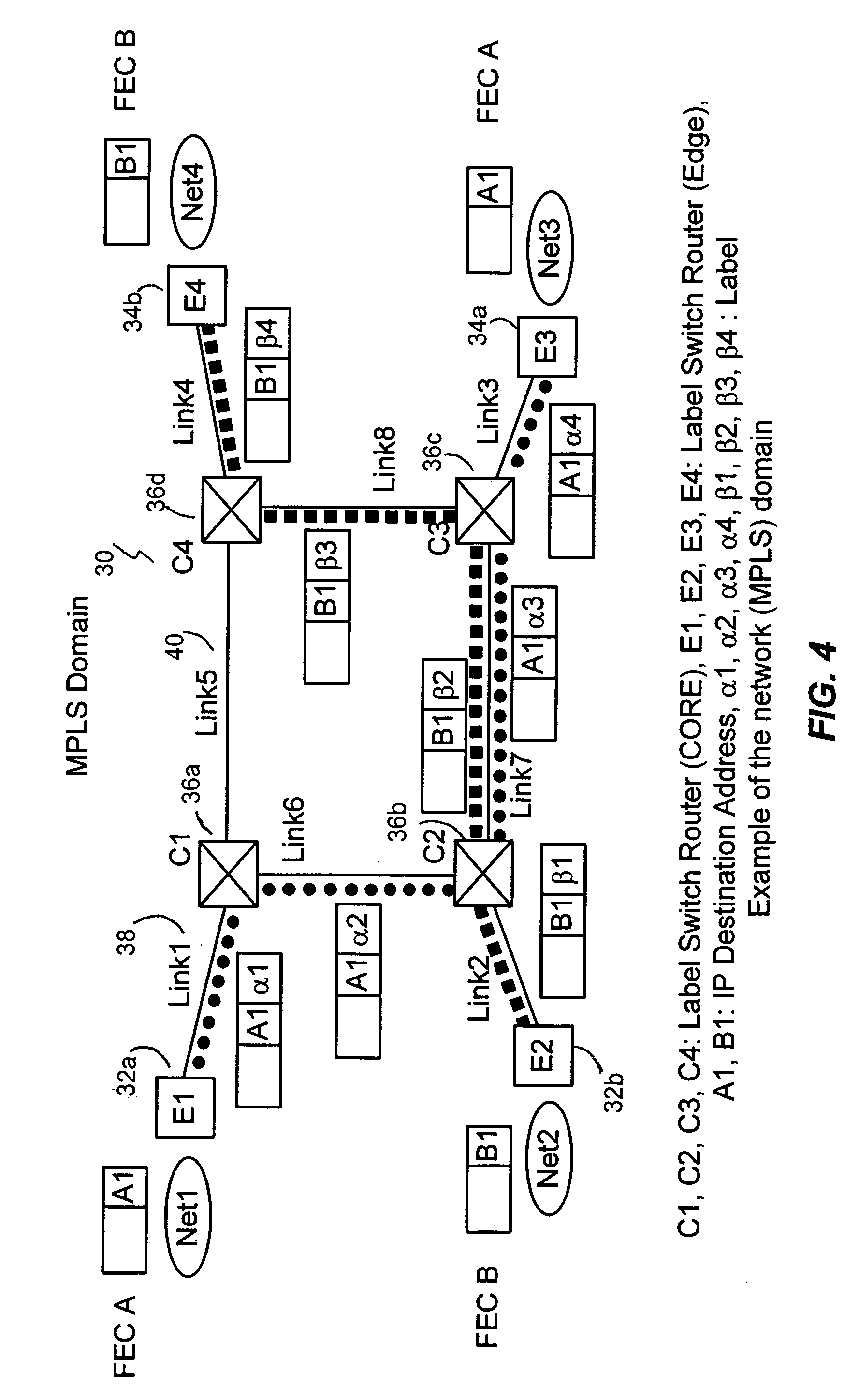 Method and apparatus for composing virtual links in a label switched network