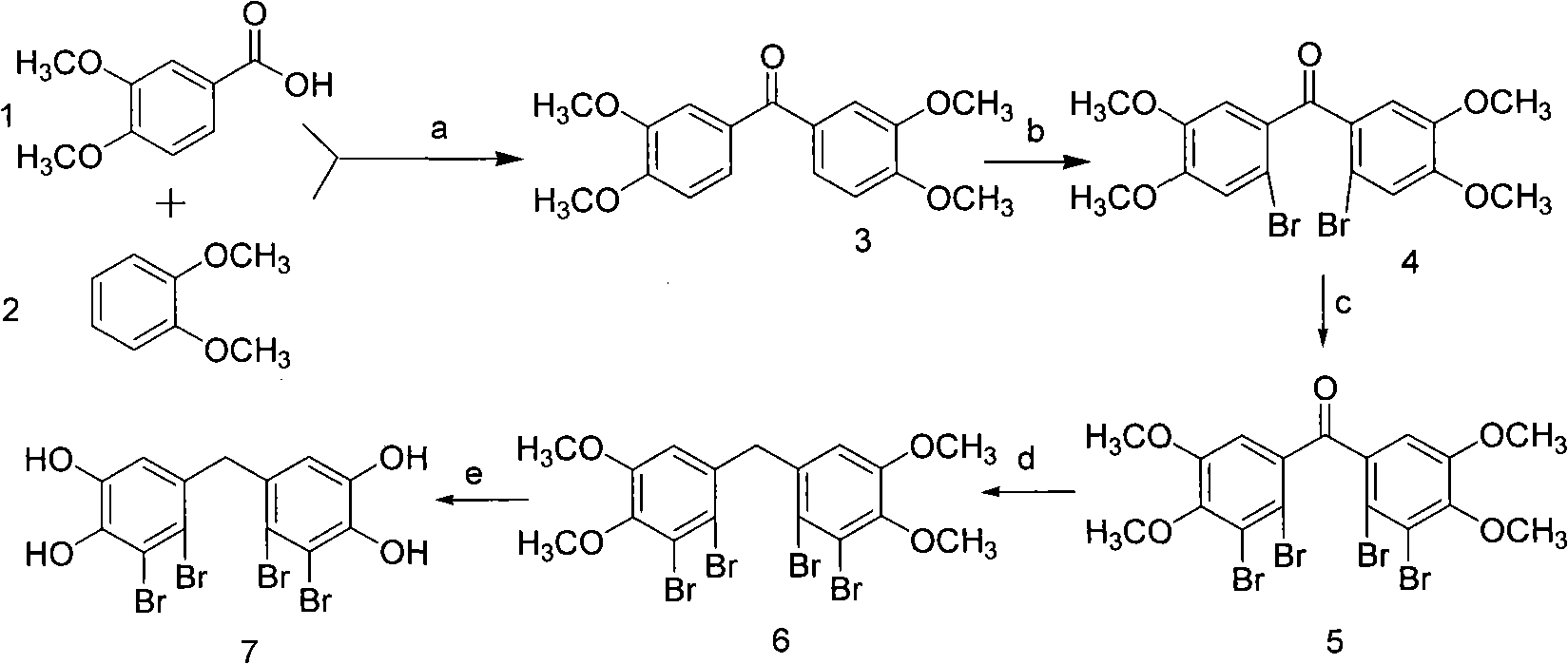 Chemical synthesis method of bromphenol PTP1B inhibitor