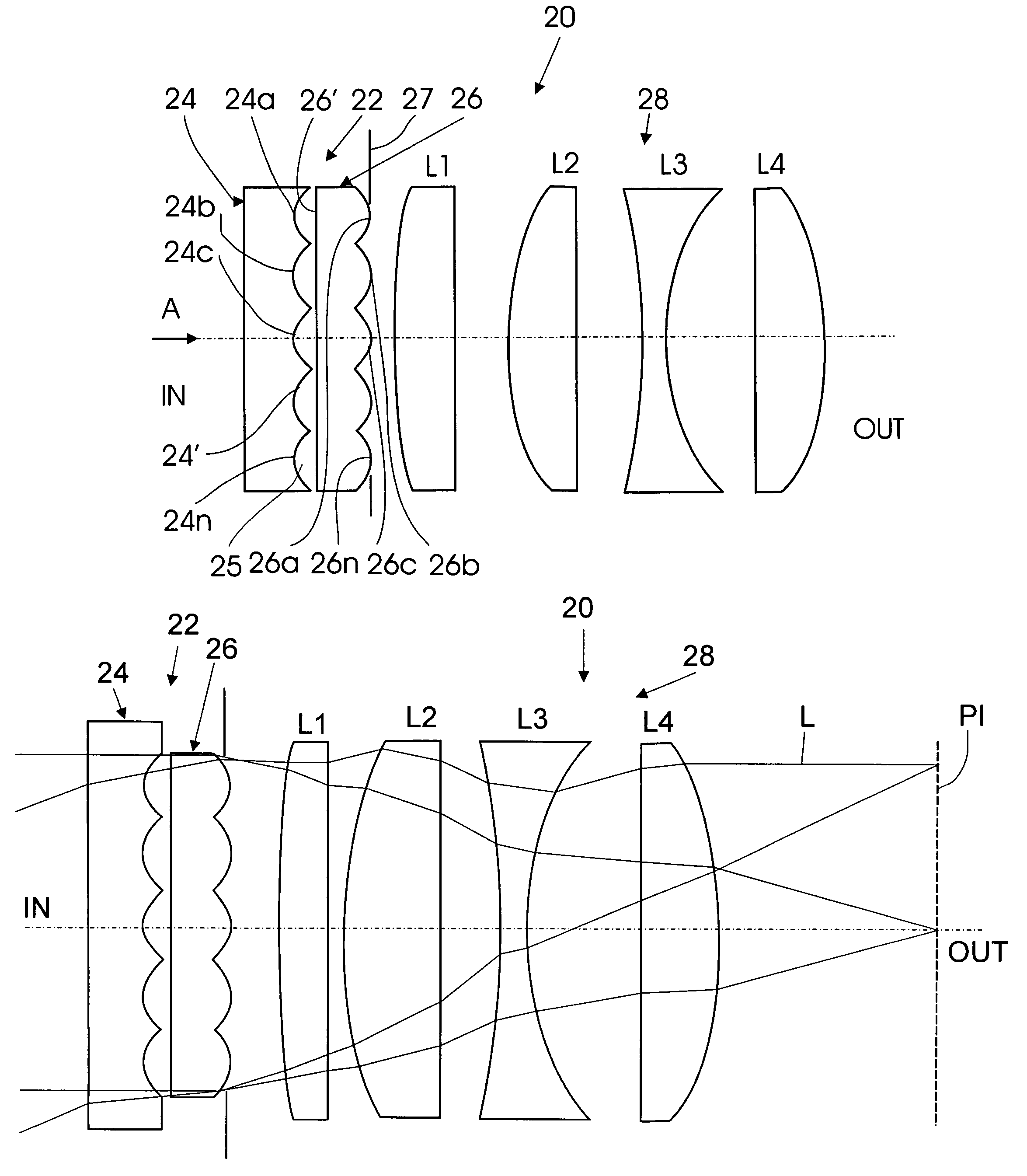 Flat wide-angle lens system