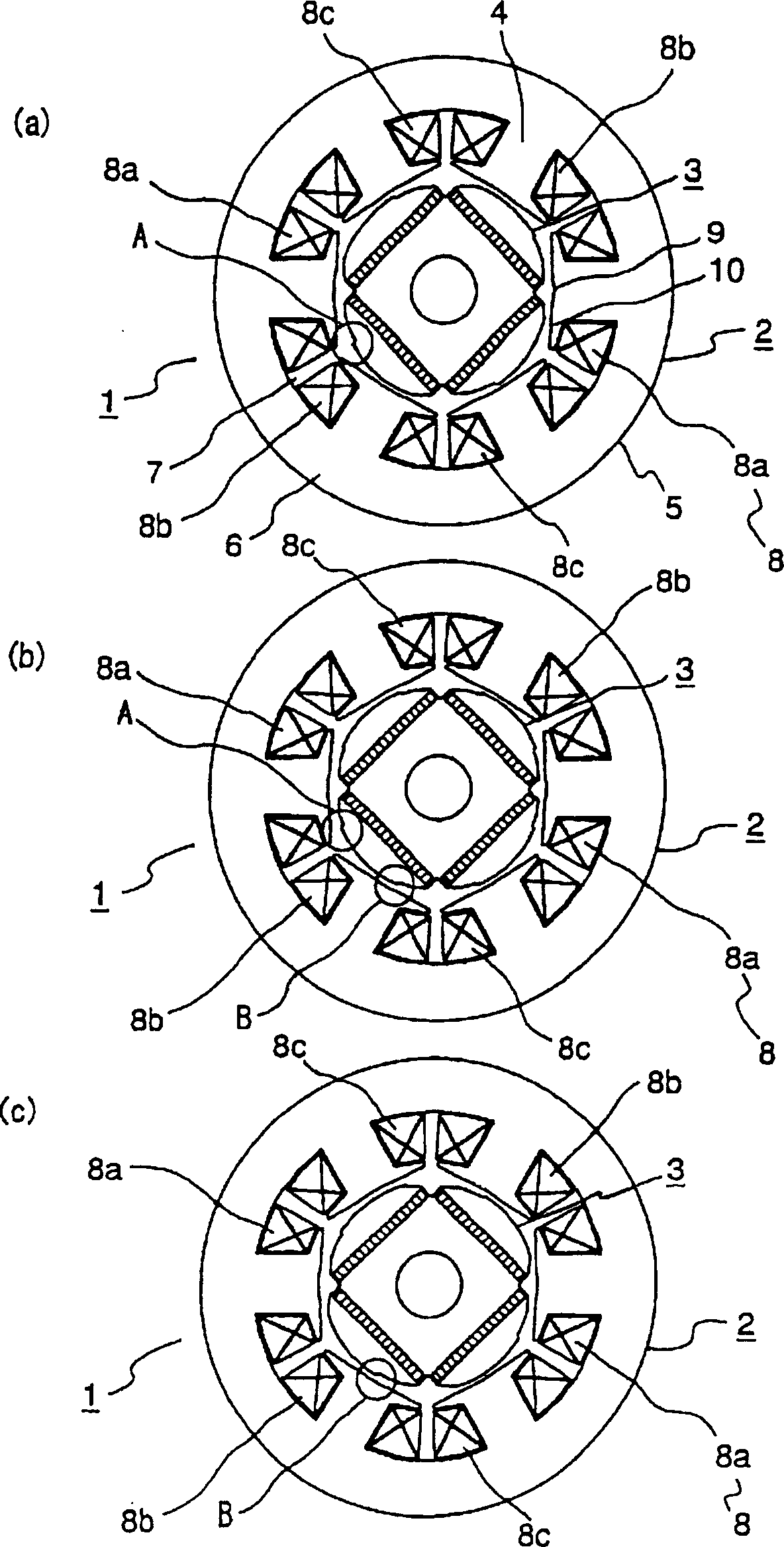 Permanent magnet type rotary motor and compressor using same