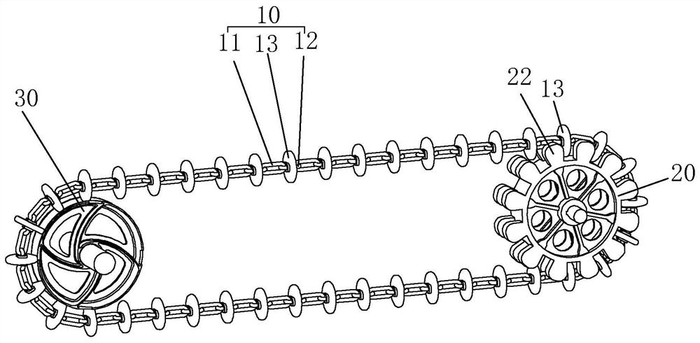 Pipe chain type conveyor and chain transmission device used by same