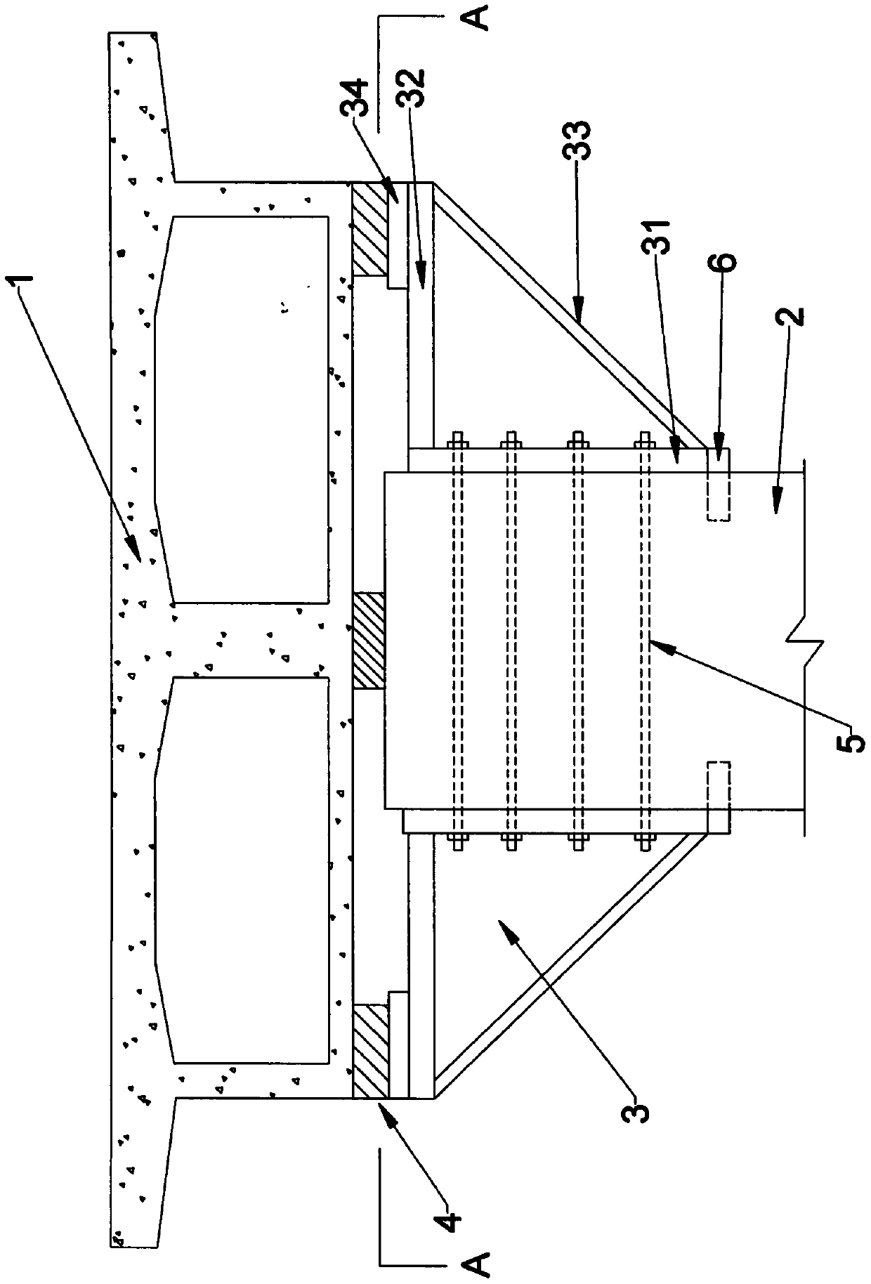 Built-in stable support reinforced single-pier bridge structure