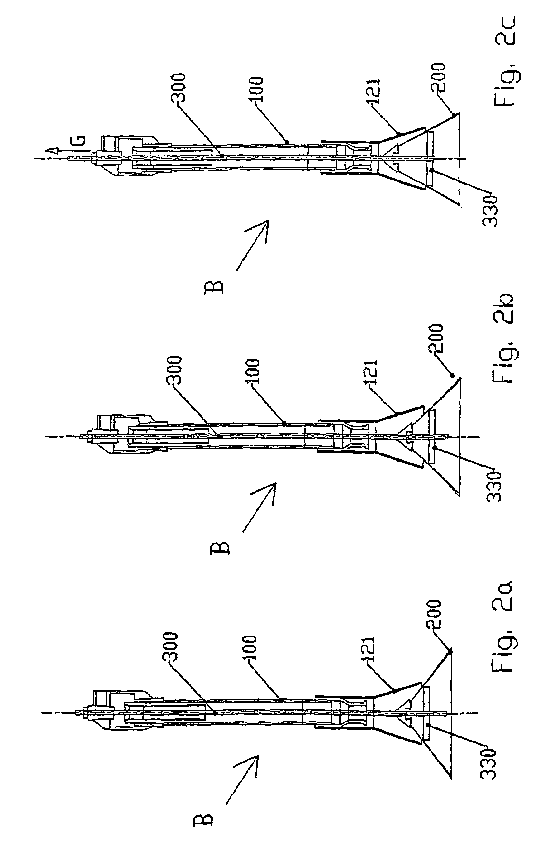 Gas burner-type combustion device and method for operating same