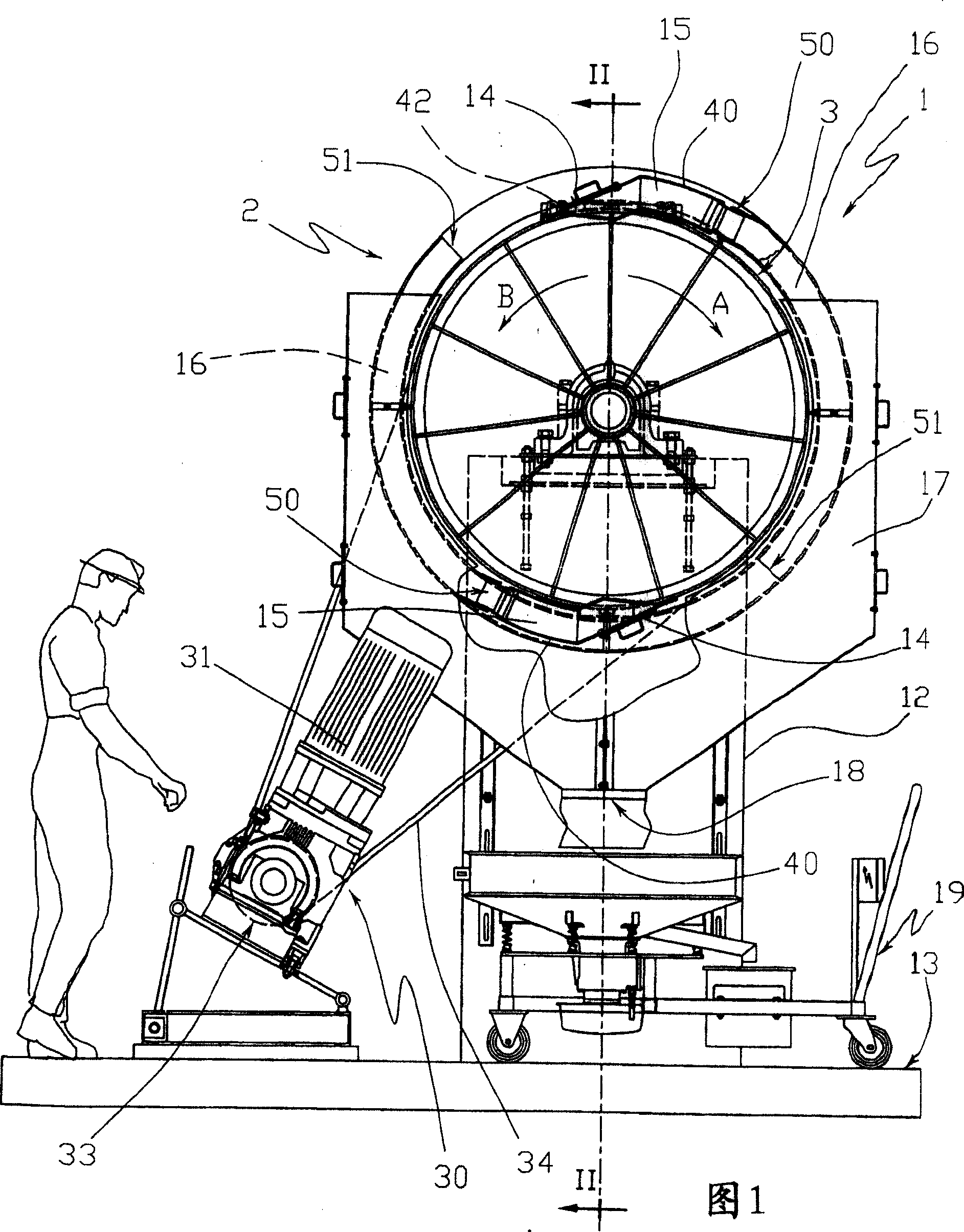 Discontinuous grinding mill for ceramic materials