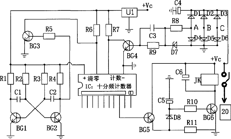 Control circuit for measuring digital rotating speed of wind-driven generator