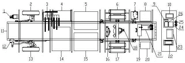 A medium-sized pure electric bus chassis