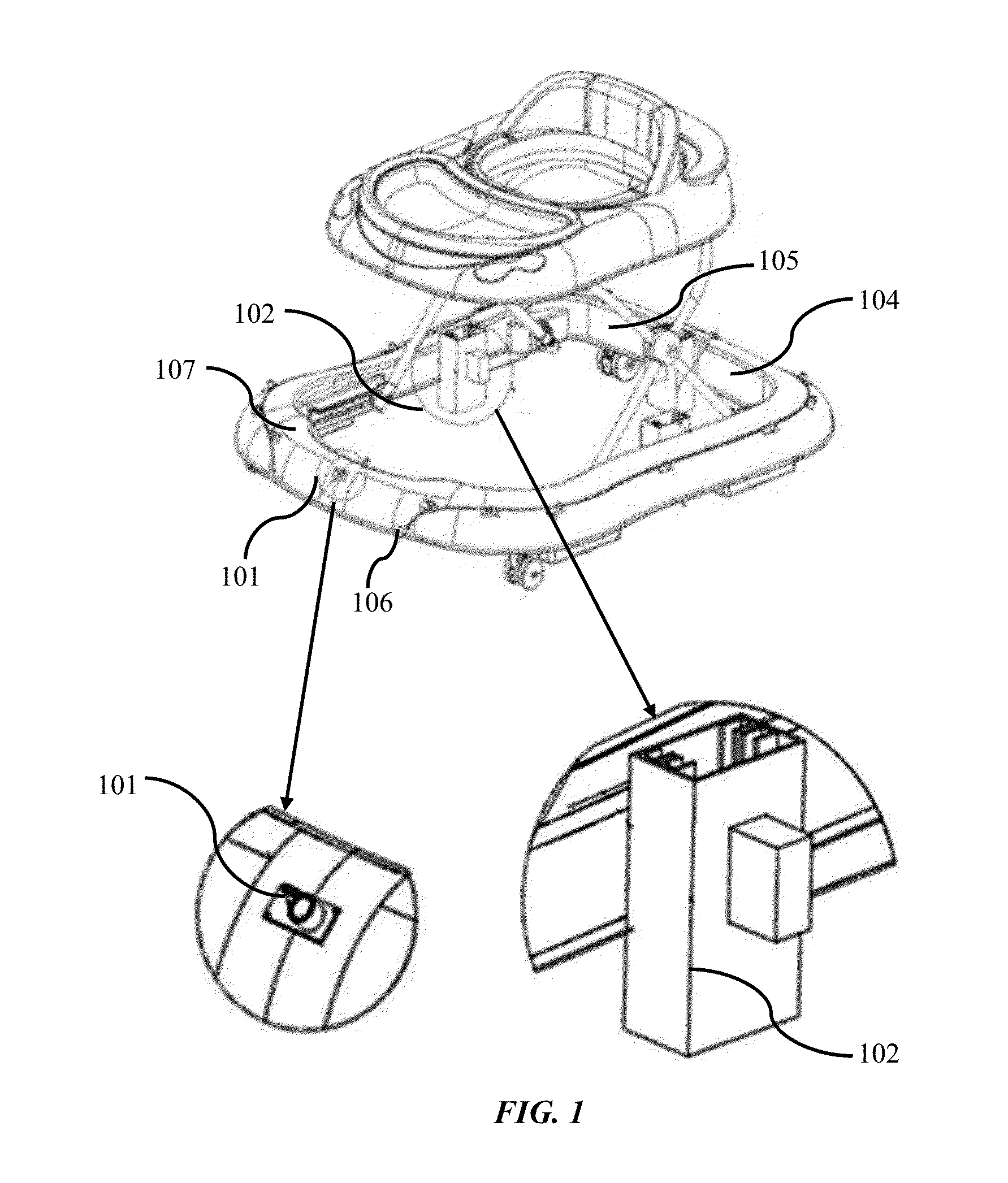 Baby walker system with a braking mechanism for movement control