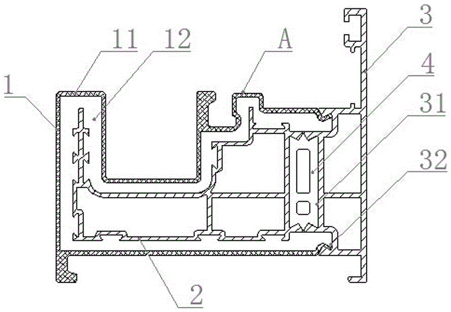 Bridge-cut-off aluminum-plastic co-extrusion section bar special for outside-aluminum inside-plastic doors and windows and production method thereof