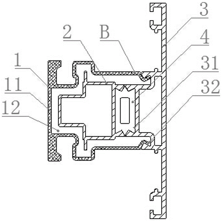 Bridge-cut-off aluminum-plastic co-extrusion section bar special for outside-aluminum inside-plastic doors and windows and production method thereof