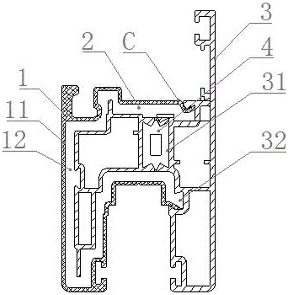 Bridge-cut-off aluminum-plastic co-extrusion section bar special for outside-aluminum inside-plastic doors and windows and production method thereof